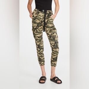 Pam & Gela Green Camouflage Print Cargo Cropped Military Pull On Pants‎ Size S